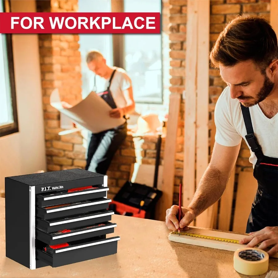 صندوق أدوات أسود صغير محمول 5 أدراج مايكرو لفة الكابينة الصلب صندوق أدوات قابل للتكديس مع بطانة سوداء حقيبة أدوات صغيرة للأدوات #2