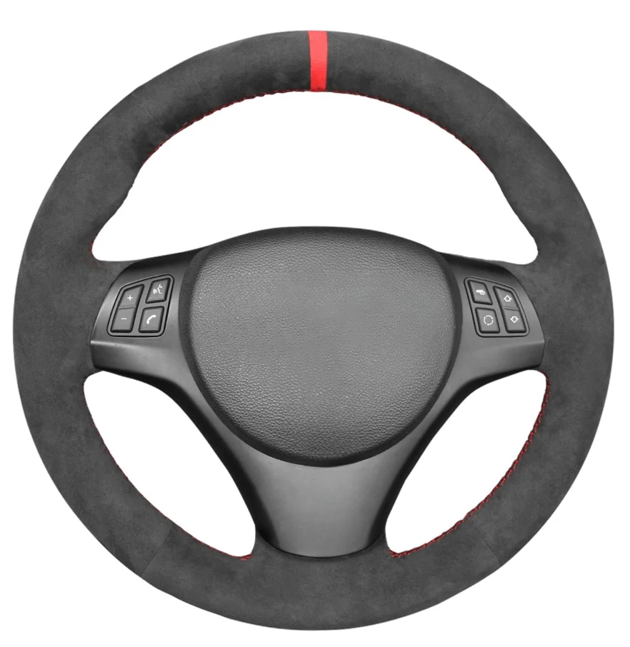 Alcantara Steering Wheel Cover Wrap Genuine Leather Red Thread Car Accessoires Specifically For BMW M3 E87 E81 E82 E88 X1 E84