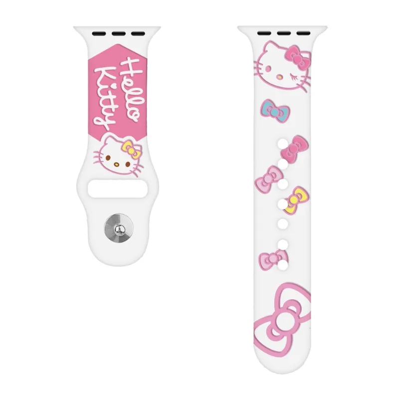 Sanrio Hello Kitty Strap for Apple Watch Band 45mm 44 42mm 41 40 49mm 44mm Cute Silicone Wrist Bracelet for Iwatch Series 8 9 7