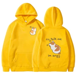 No Talk Me Cute Angry Cat Print Women Hoody Hip Hop Soft Sweatshirt Casual Fleece Sweatshirt Oversize Fleece Women Streetwear