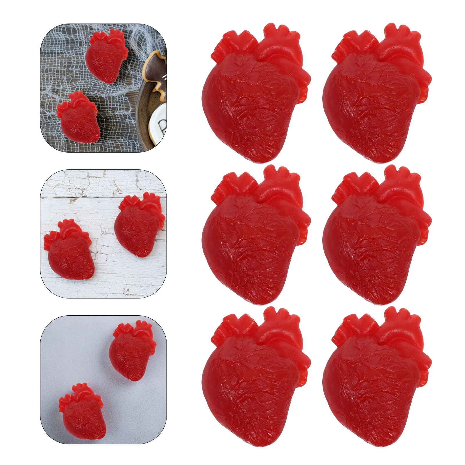 

6pcs Halloween Prank Decoration Fake Bloody Heart Scary Props Horror Party Supplies Body Simulation Organ TPR for Carnival