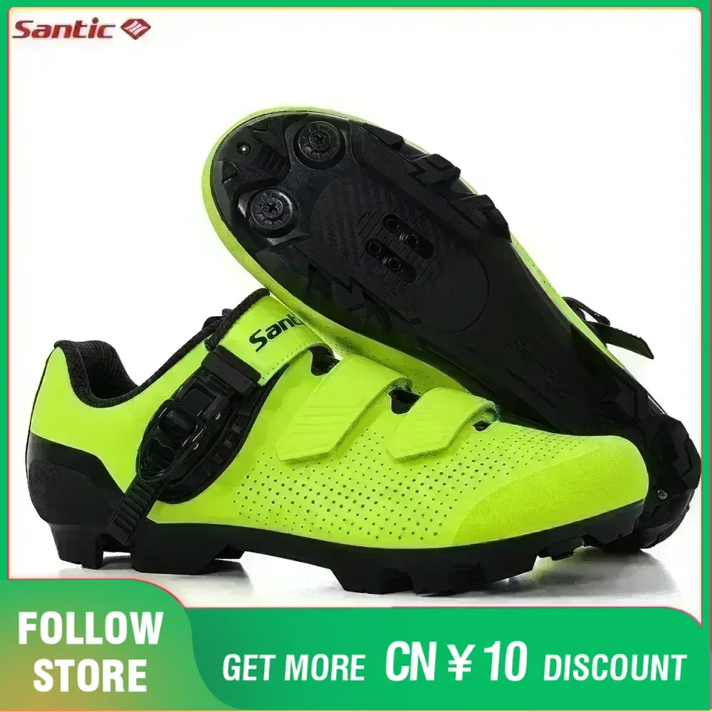 Santic Mountain Bike Lock Shoes for Men SPD Locking Shoes MTB Bike Accessories Breathable Self-Locking Unisex Cycling Sneakers