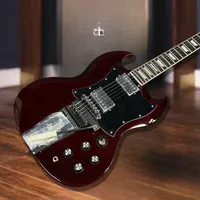Free Shipping Dark Red Electric Guitar Rosewood Fingerboard Engraved Lyre Long Vibrator Maestro Tremolo Pearl Trapezoid Inlay
