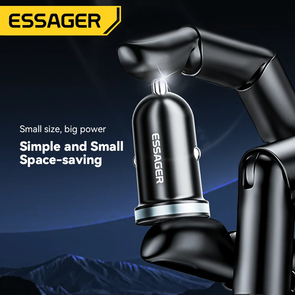 Essager 30W USB C Car Charger Type C Quick Charger PD QC 3.0 SCP 5A Fast Charging Car Phone Charge For iPhone Xiaomi Samsung