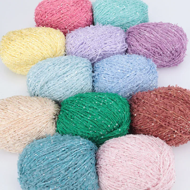 50g 100M Butterfly Yarn Sequin Thread, Diy Hand-knitted Scarf Shawl Yarn Ball, Single Strand 100% Polyester