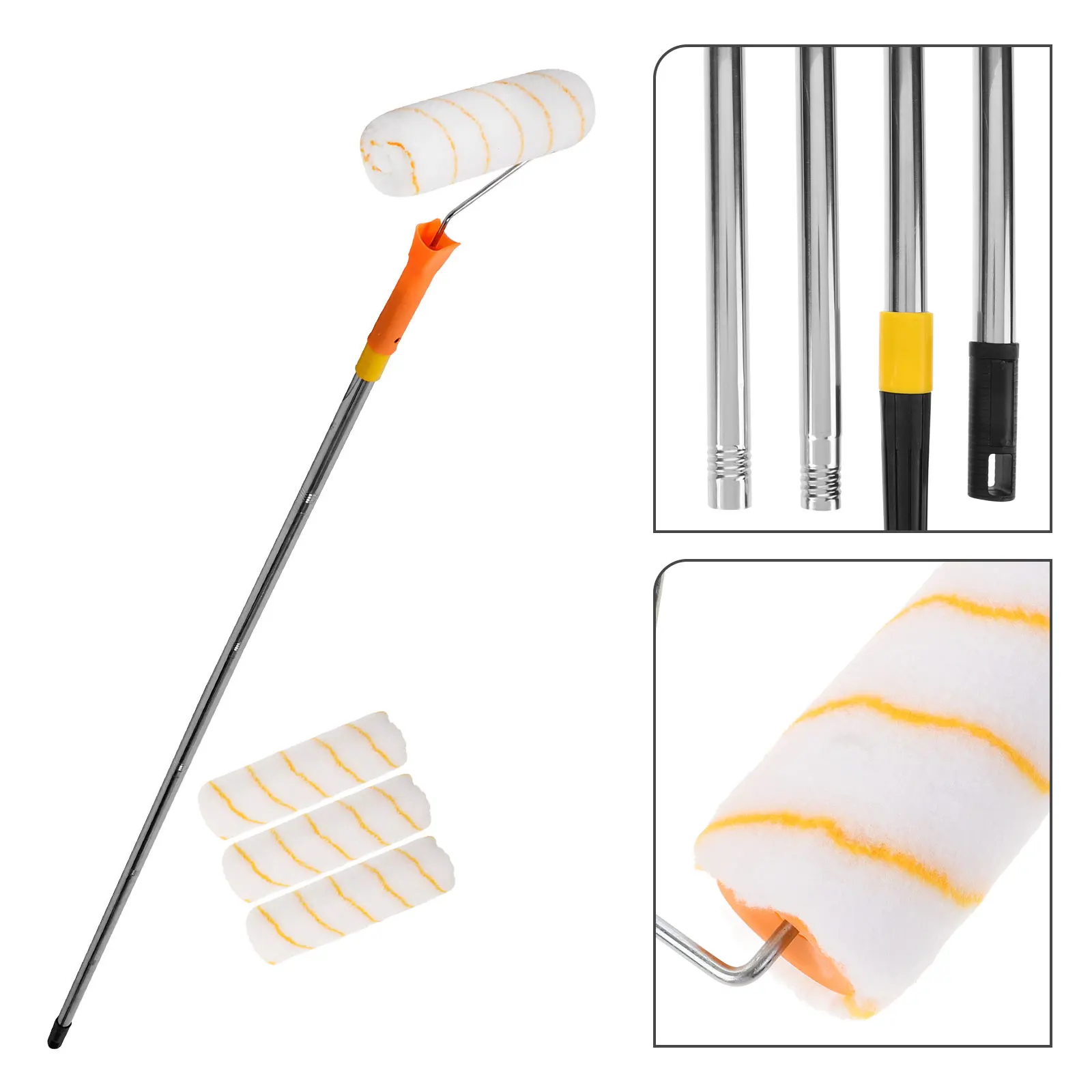 Telaio per spazzola a rullo con asta telescopica per pittura murale di casa 180 cm Strumento estensibile in acciaio inossidabile Compatibile con vernici a olio in lattice