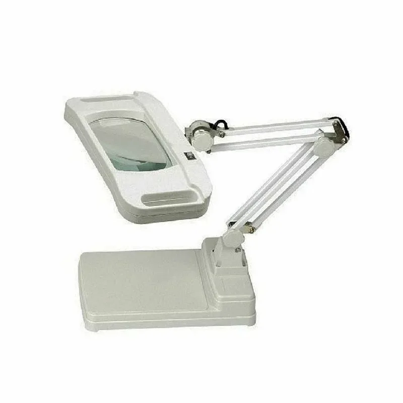 220V 10X Rectangle Lens Lamp Magnifying Glass with LED Lights Desktop Stand Magnifier for Reading Working Helping Hands Loupe