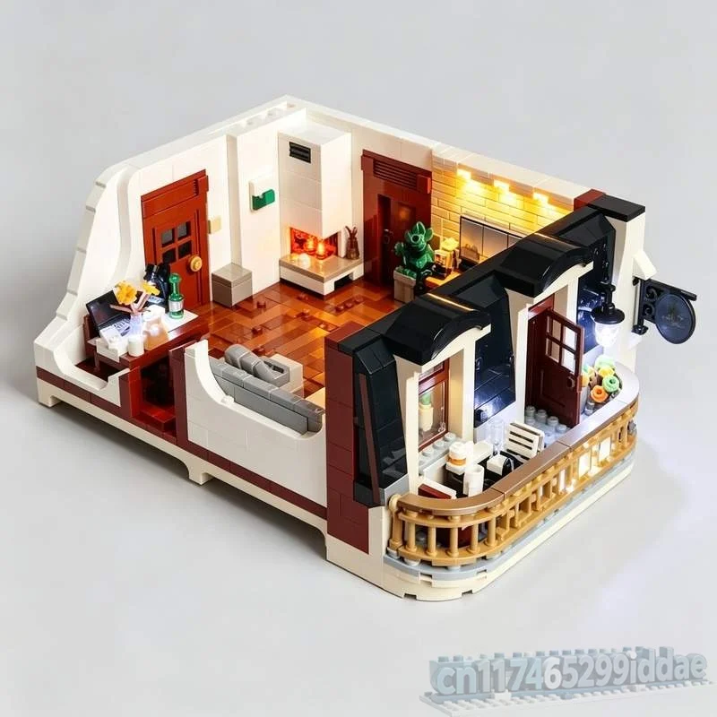 1726PCS Living Room With Balcony MOC Modular House Model Custom Puzzle Architecture DIY Creative Assembly Building Blocks Gift