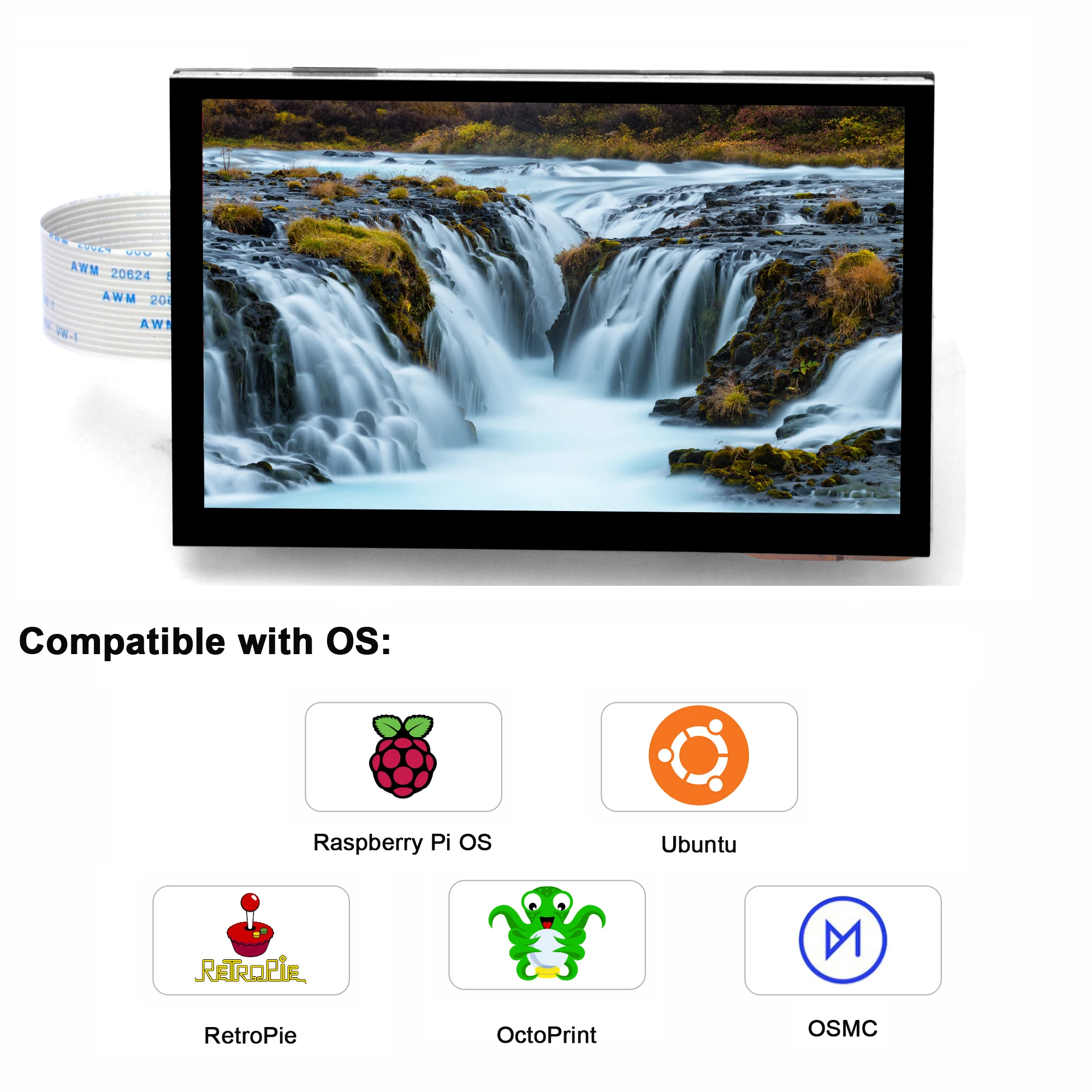 OSOYOO 4,3 Zoll IPS LCD kapazitiver Touchscreen Display 800×480 DSI Schnittstelle für Raspberry Pi 4 3 2 Modell B B+ A+