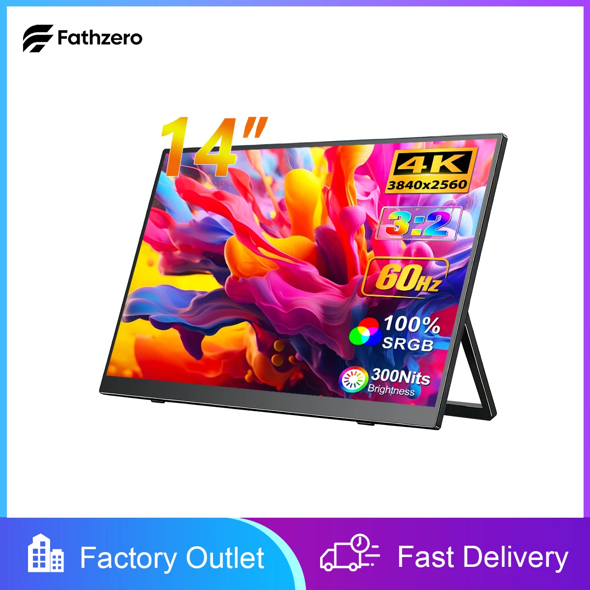 14-inch 4K UHD Portable Monitor 38402560 100%sRGB USB-C HDMI Gaming Second IPS Display for Laptop Macbook Phone PS5 PS4 Switch