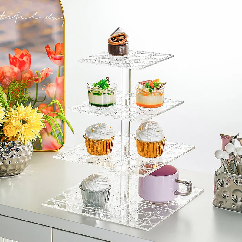 

Многоуровневая подставка для десерта послеобеденного чая: коммерческая витрина для кондитерских изделий, элегантный поднос для торта и тарелка с фруктами