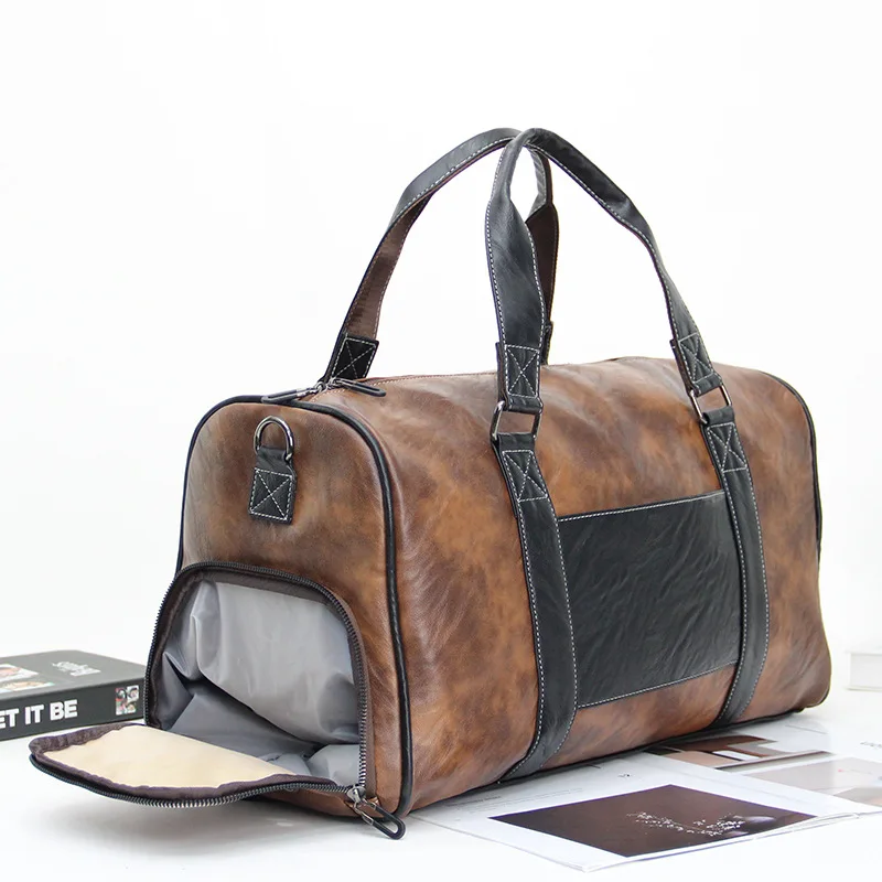 

Новая модная высококачественная дорожная сумка из искусственной кожи с местом для обуви, дорожная сумка через плечо в стиле ретро на одно плечо