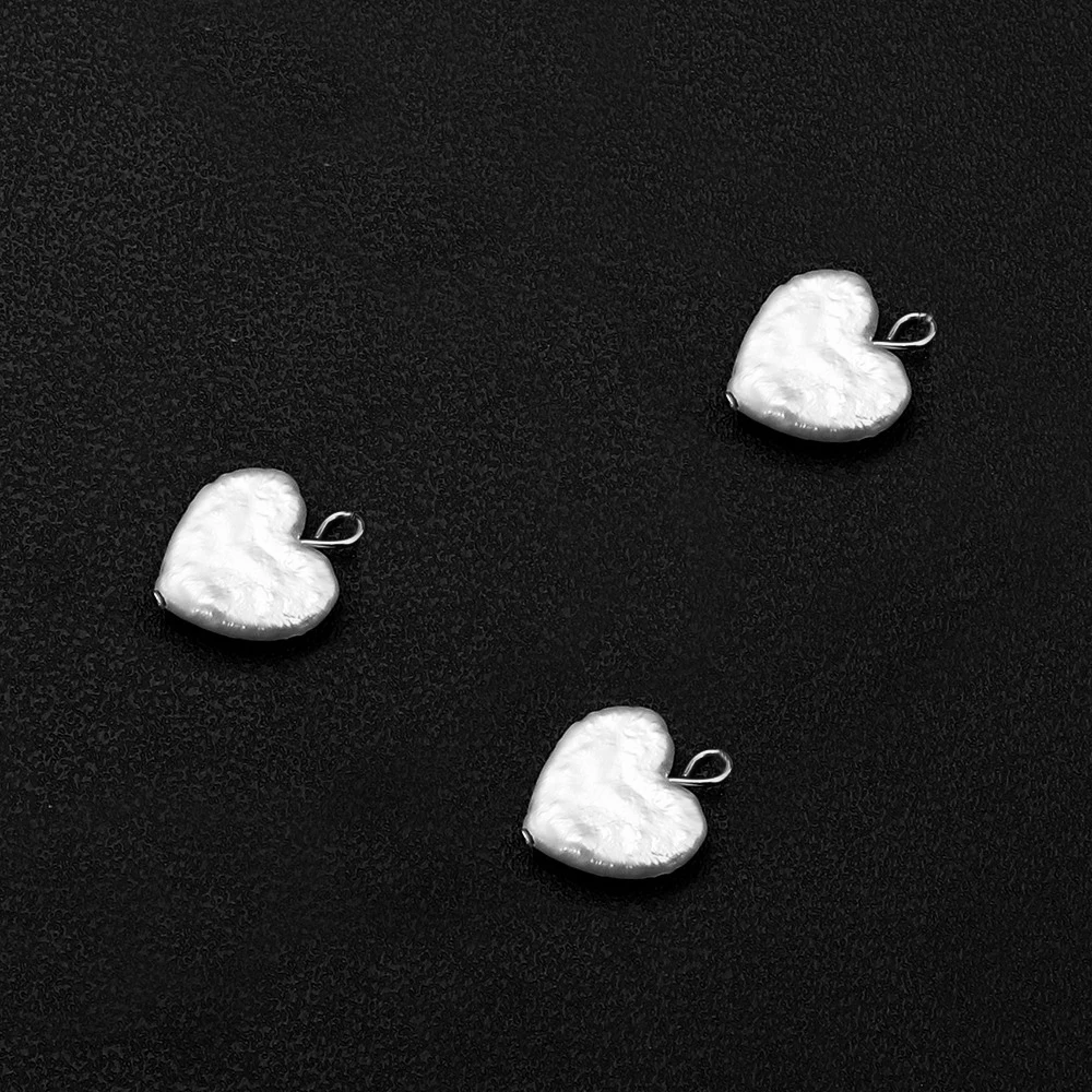 5Pcs/lot New Style Stainless Steel Freshwater Pearl Heart Charms For Jewelry DIY Making Pearl Heart Pendant Accessories