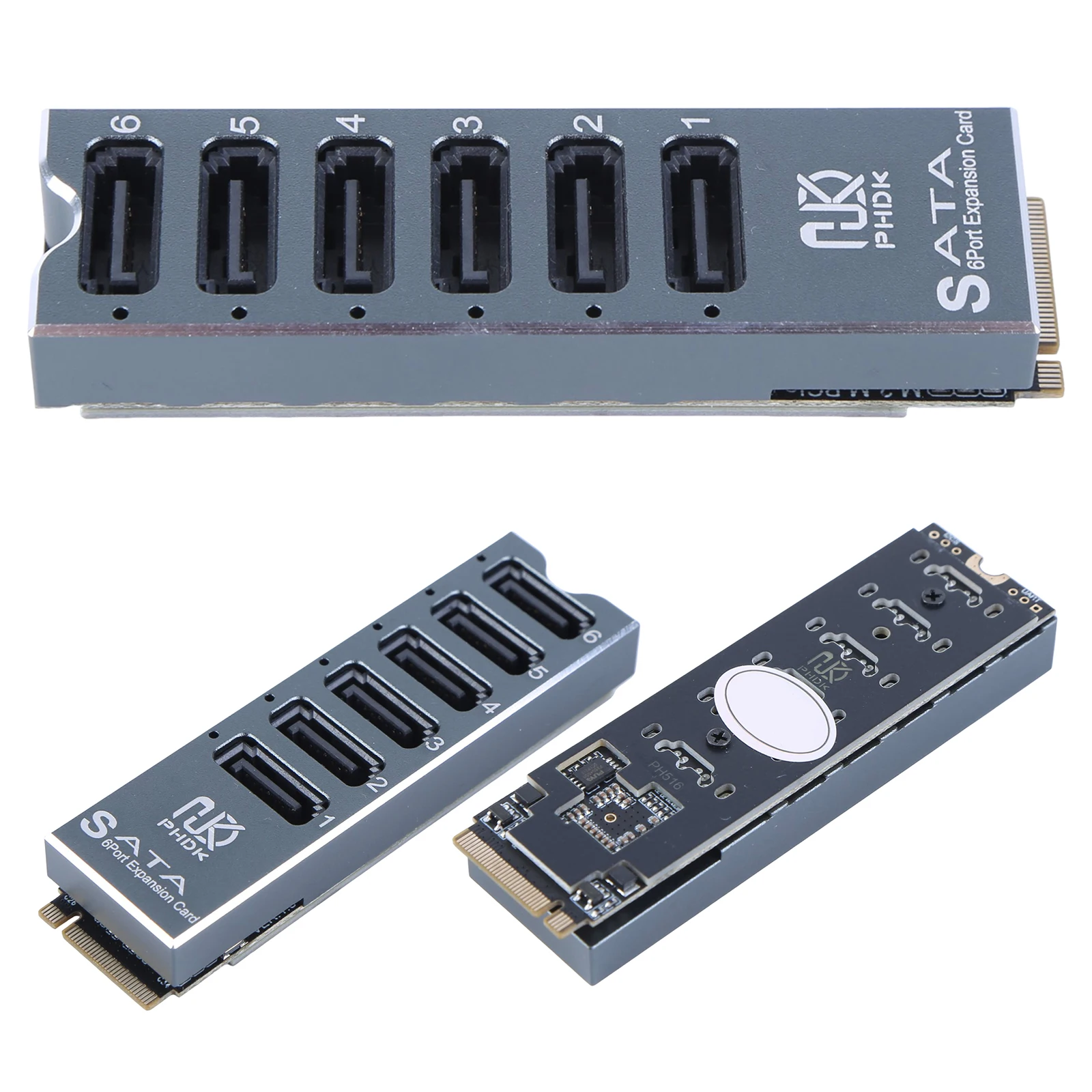 

Карта-конвертер M.2 M-Key NVMe в 6 портов SATA с интеллектуальным индикатором, адаптер M.2 в SATA 3.0 на чипе ASM1166 для настольных ПК