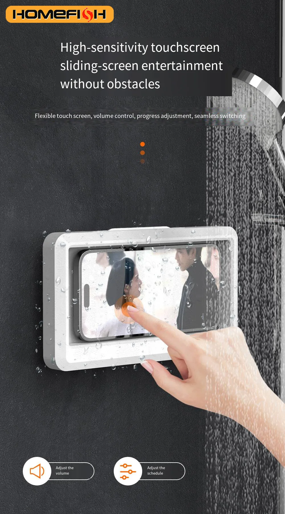 Fixed Universal Waterproof and Anti-fog Mobile Phone Case for Bathroom Shower Phone Holder Waterproof Can Touched Shower Phone