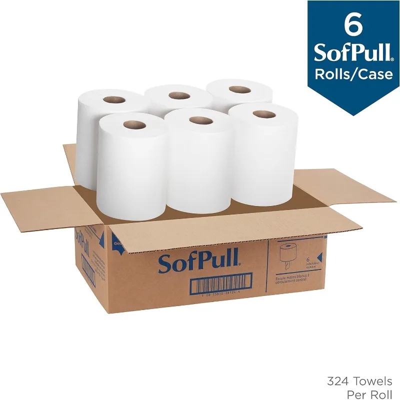 SofPull Regular Centerpull Premium Paper Towel, White, 28124, 324 Sheets Per Roll, 6 Rolls Per Case