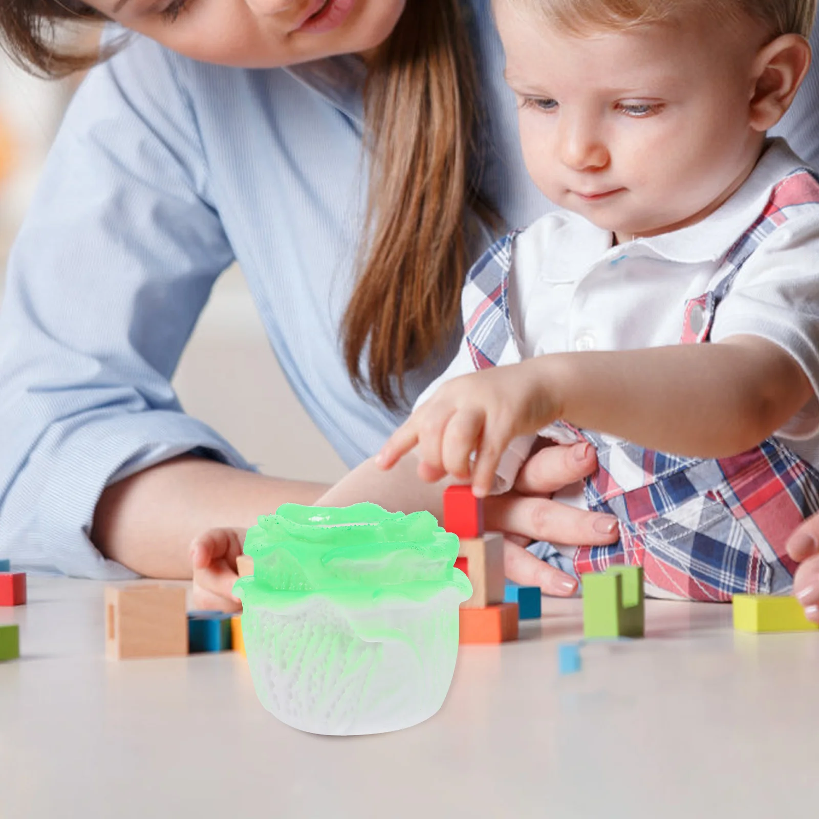 ของเล่นบีบแก้เครียด 3 ชิ้น รูปกะหล่ำปลีน่ารัก นุ่ม บีบเล่นได้ สีเขียวอ่อน