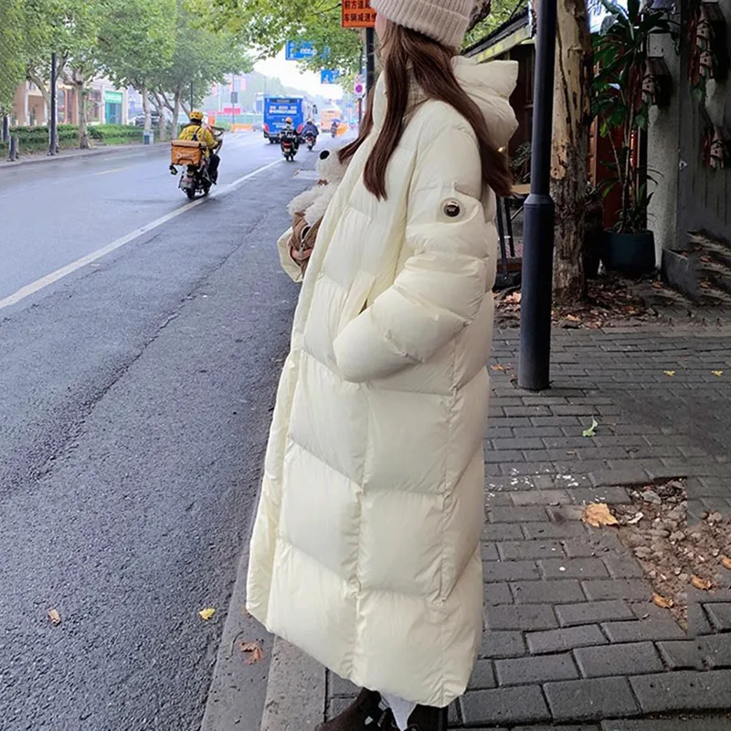 Winter Warm Hooded Loose High-Quality Thick Women Down Jacket 2025 New Temperament Solid Color Goose Down Women Down Jacket H491