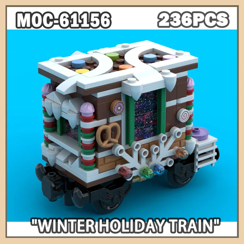 

MOC-61156 Пряничный поезд, строительные блоки, мелкие кусочки, креативные игрушки, поезд для зимнего отдыха, подарки на день рождения, станция, универсал 236P