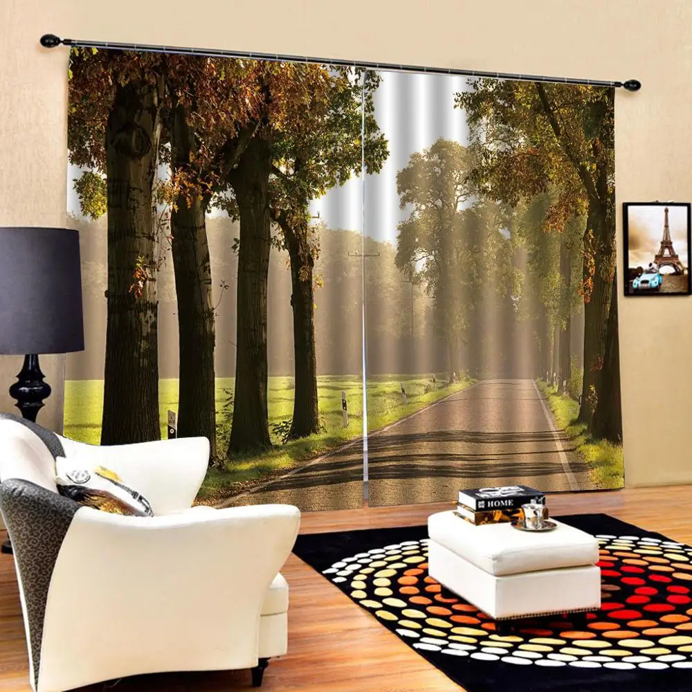 auturn scenery curtains 3D Curtain Luxury Blackout Window Curtain Living Room road tree curtains Blackout curtain