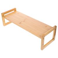 1 Pc Bamboo Storage Rack Monitor Riser Single Layer Desktop Computer Shelf Dorm Essentials Wood Stand Sturdy Multi Functional