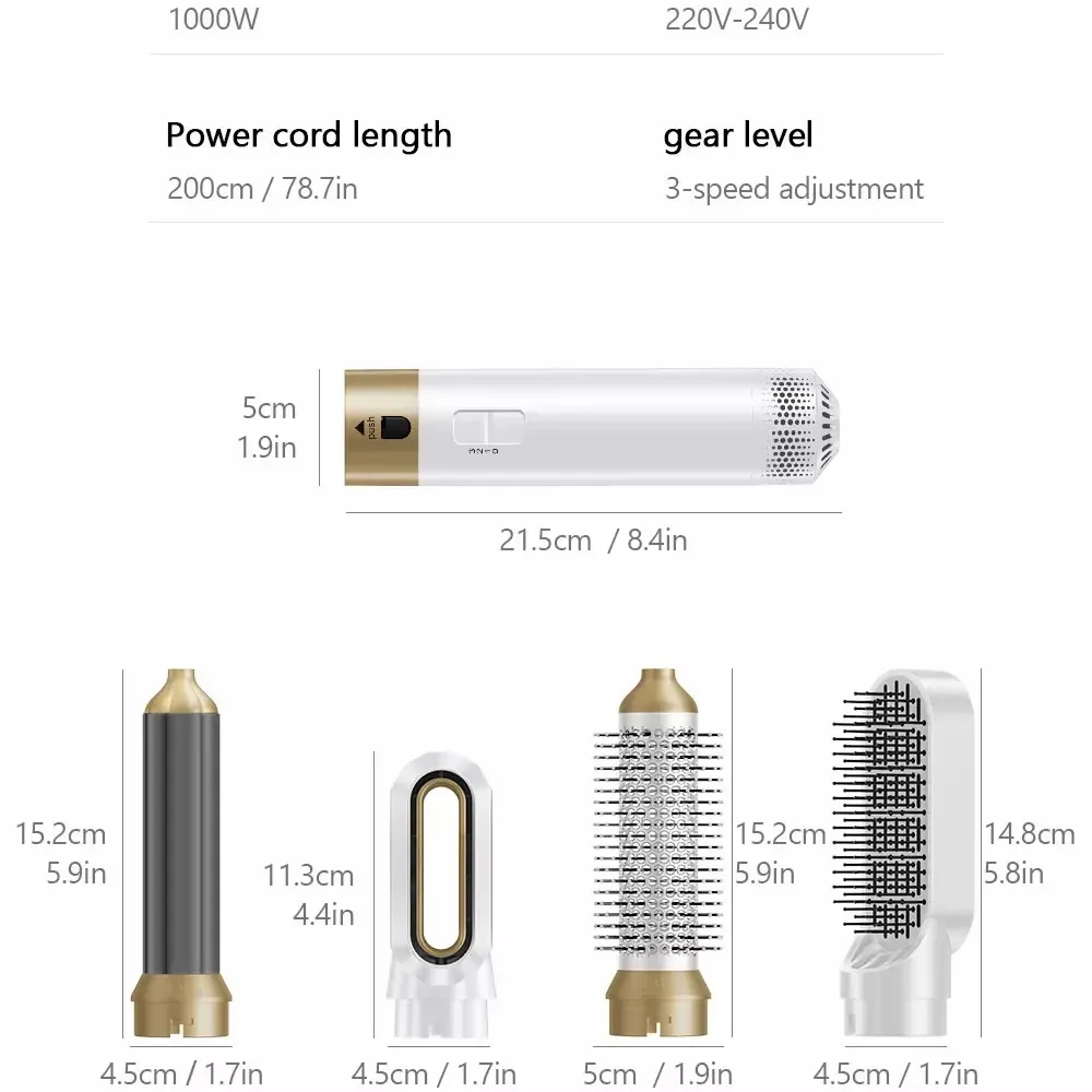 Powerful Ionic Hair Dryer Brush Professional High-Speed 5-in-1 Air Styler 5 Curling Styles Fast Drying Hair Blow Dryer