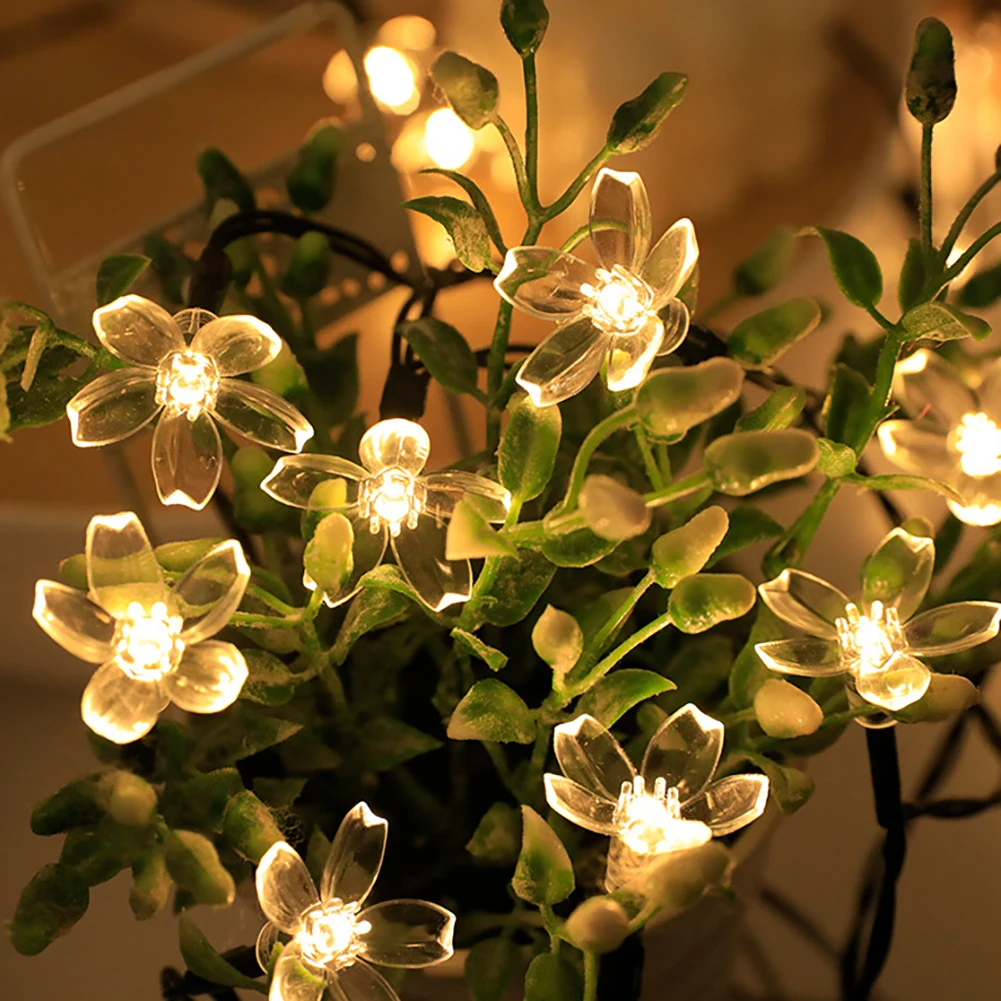Solar Flower String Lights 9.8FT/21FT 20LEDs/30LEDs Outdoor Waterproof Battery/Solar Powered String Lights For Home
