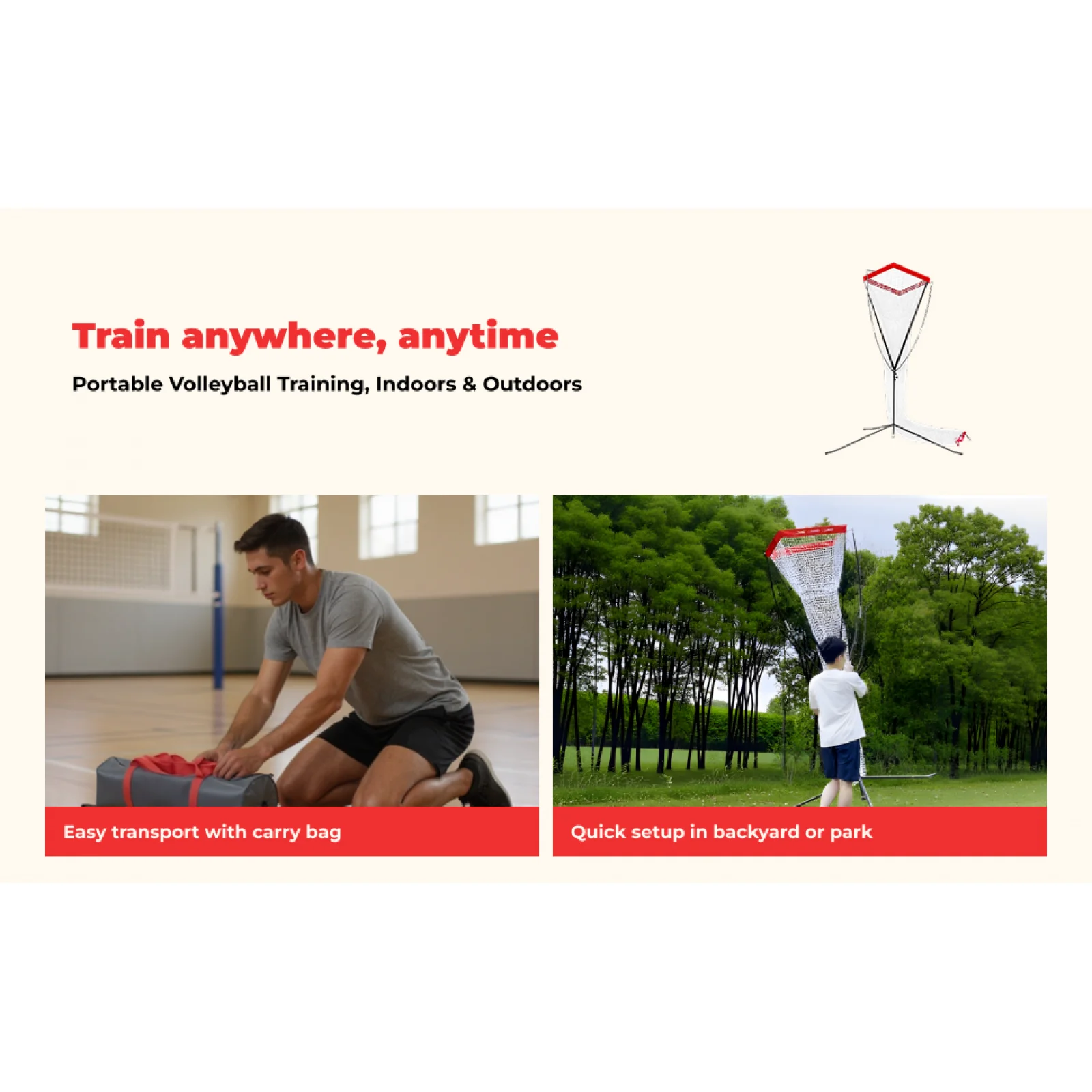 

Volleyball Setter Trainer Net with Adjustable Height Portable Serving Practice Beach Volleyball Training Equipment for Park