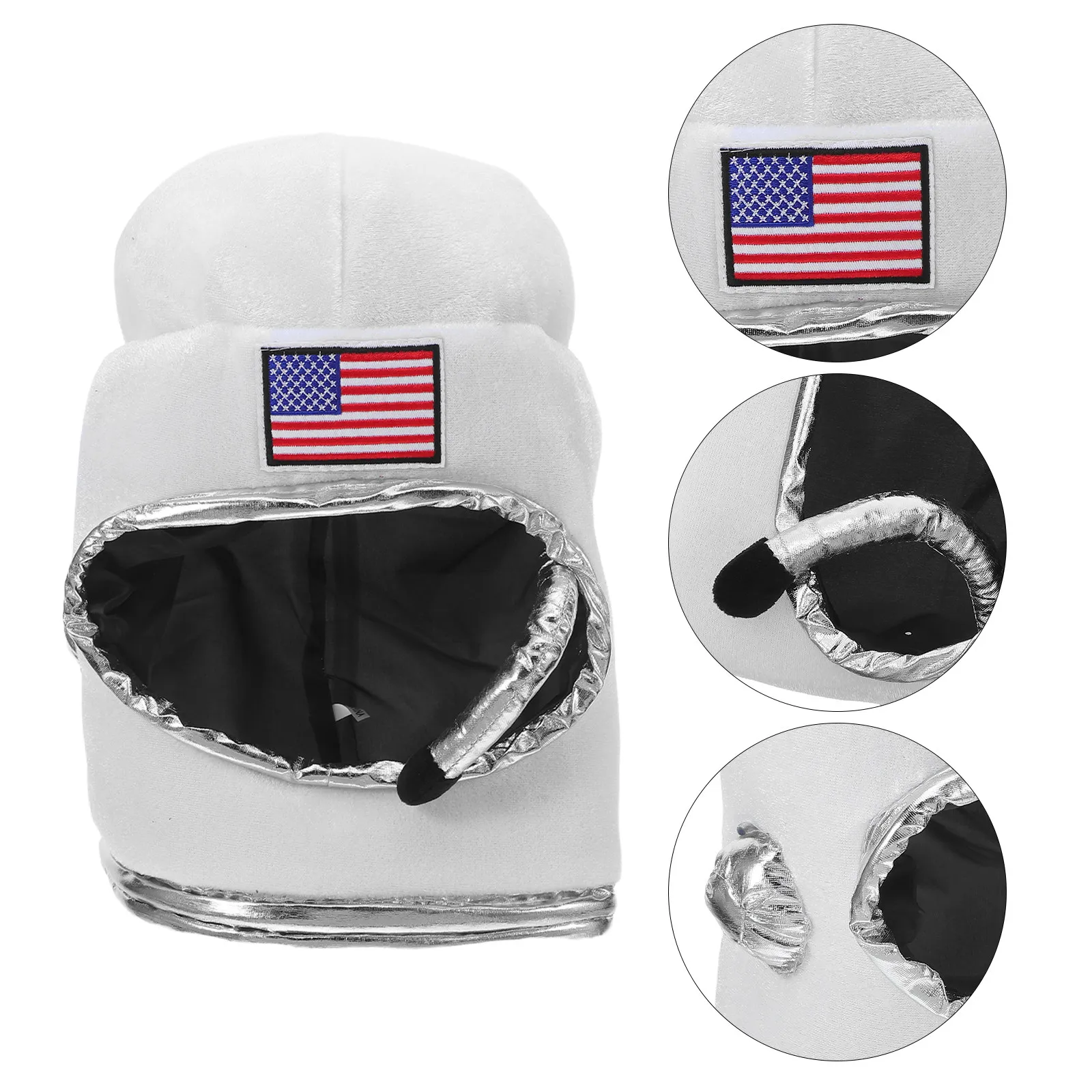 Gorro de astronauta para adulto, suave, con parche de la bandera de EE. UU., accesorio de cosplay para fiesta de Halloween, disfraz de astronauta para hombres y mujeres