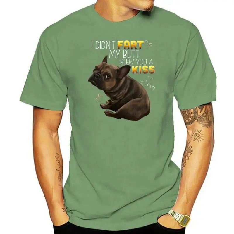 Franse Bulldog T-shirt bruin Frenchie Ik heb geen scheet mijn kont blies je een kus