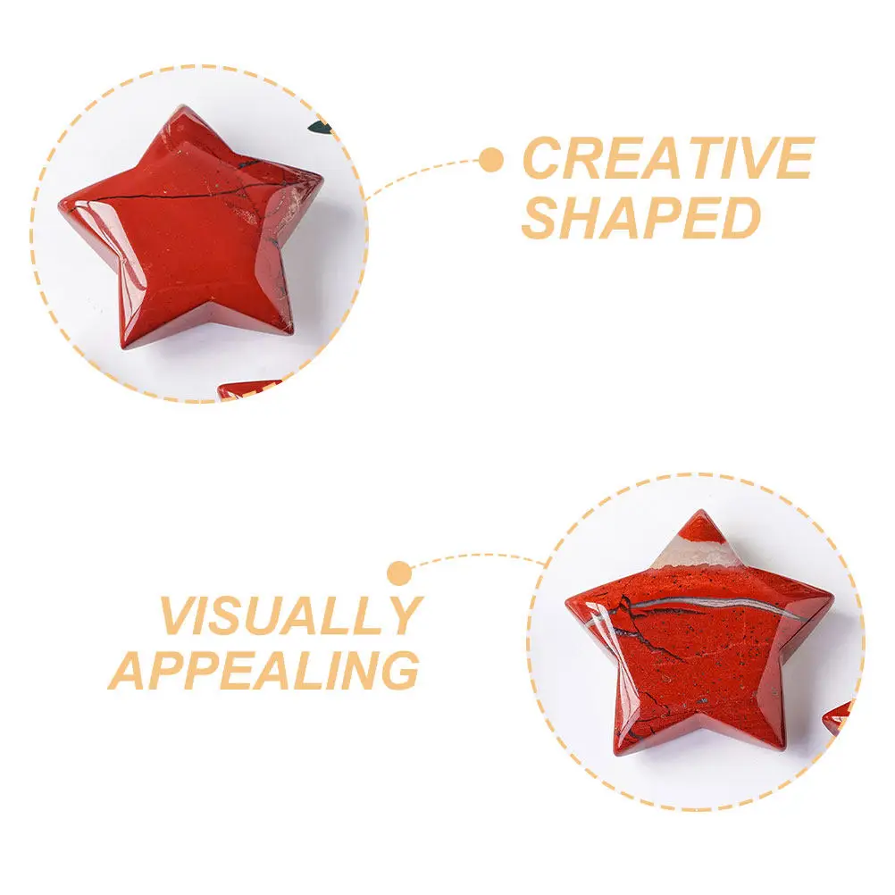 Red Jasper Natural Crystal Five-Pointed Star Polished Decorative Stone Adornment Desktop Ornament Meditation Craft Home