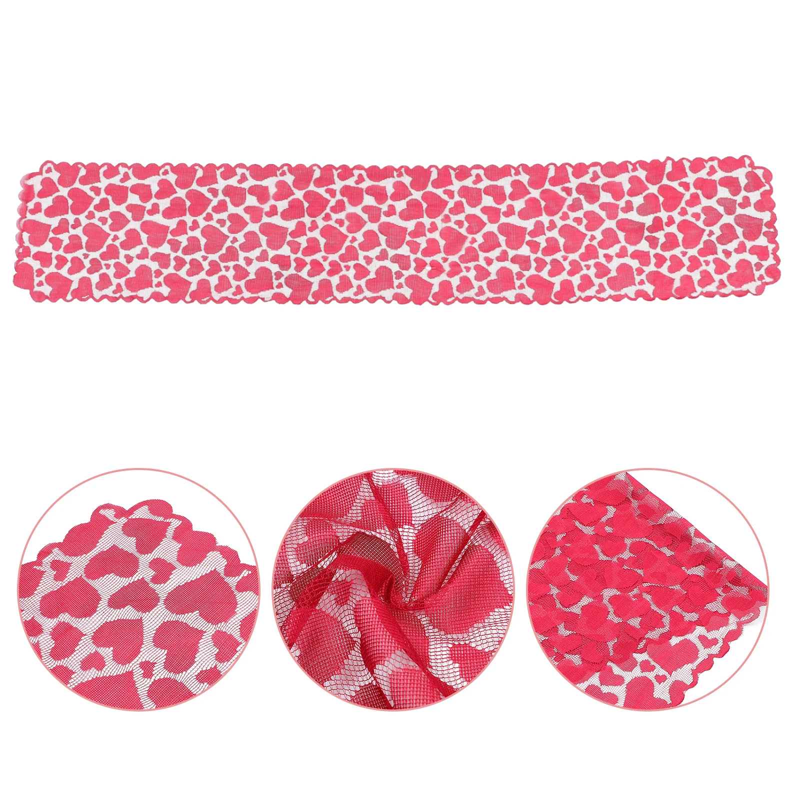 

Valentines Day Table Runner Red Heart Printed Stylish Tablecloth Protective Dirt Resistant for Valentines Party Festival Home