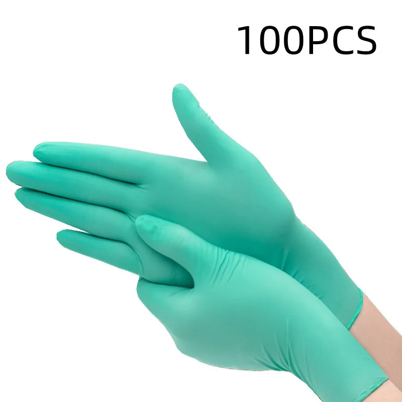 100PCS/Box Latex Free Vinyl Kitchen Dishwash Safety Work Antistatic Green Gloves Household Long Disposable Gloves For Home