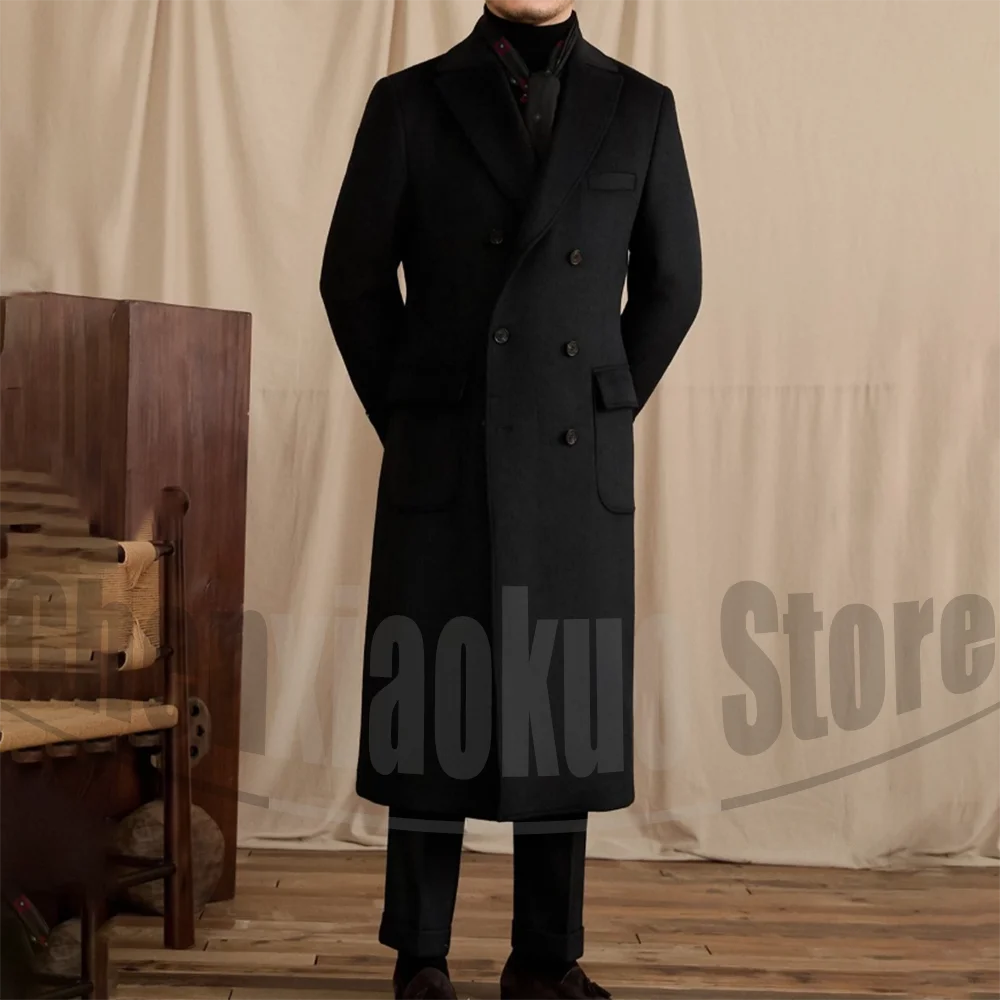 

Шикарный мужской пиджак, двубортное длинное шерстяное пальто, официальное пальто, теплый толстый плащ, деловая повседневная модная куртка для вечеринок, 1 шт.
