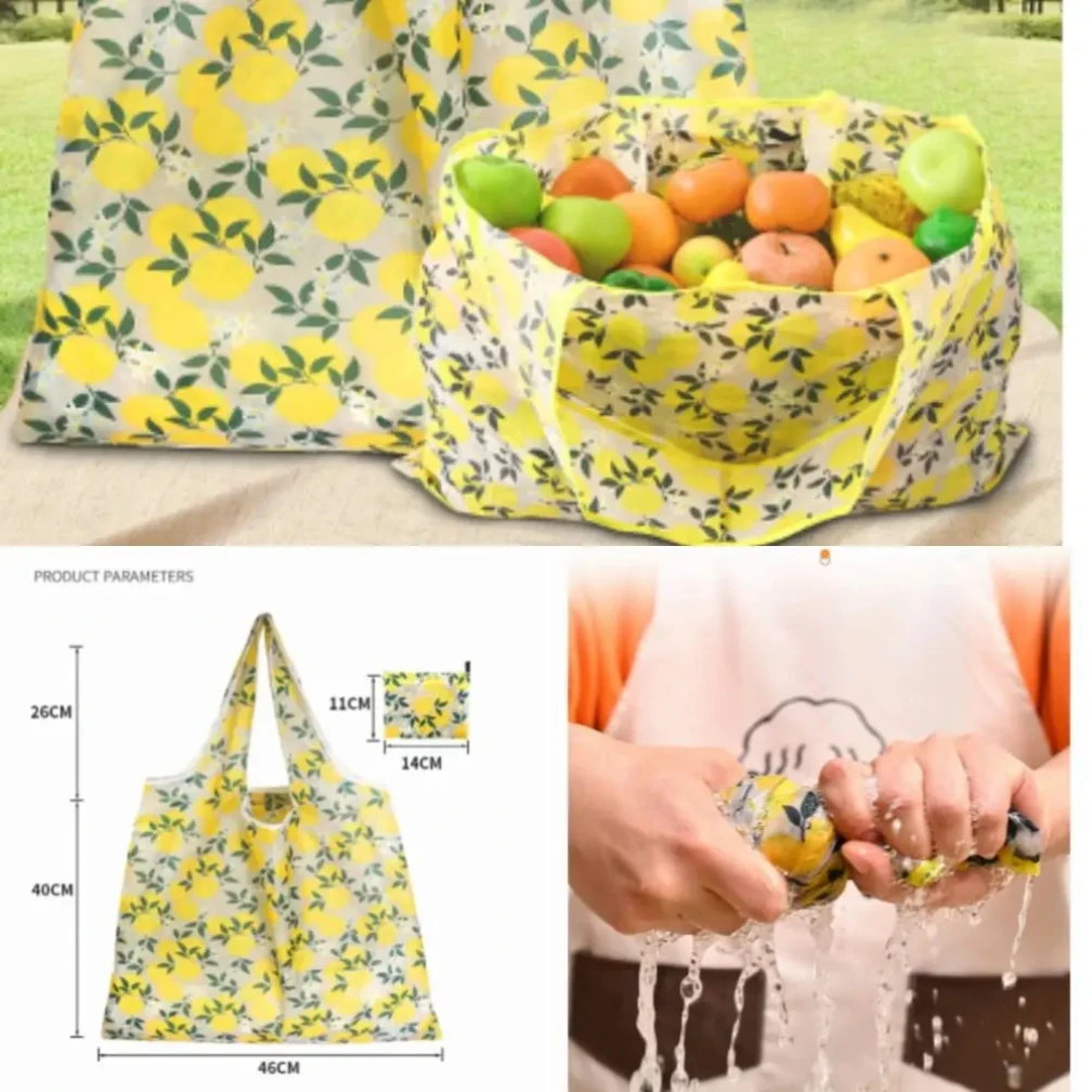 حقيبة تسوق عصرية قابلة للطي ذات سعة كبيرة وخفيفة الوزن وقابلة للغسل وحقيبة تخزين محمولة صديقة للبيئة