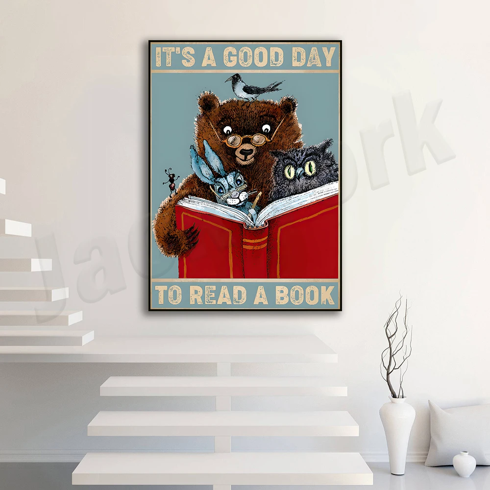 Book poster mental health awareness today is a good day to read bookworm gift love book poster funny animal book