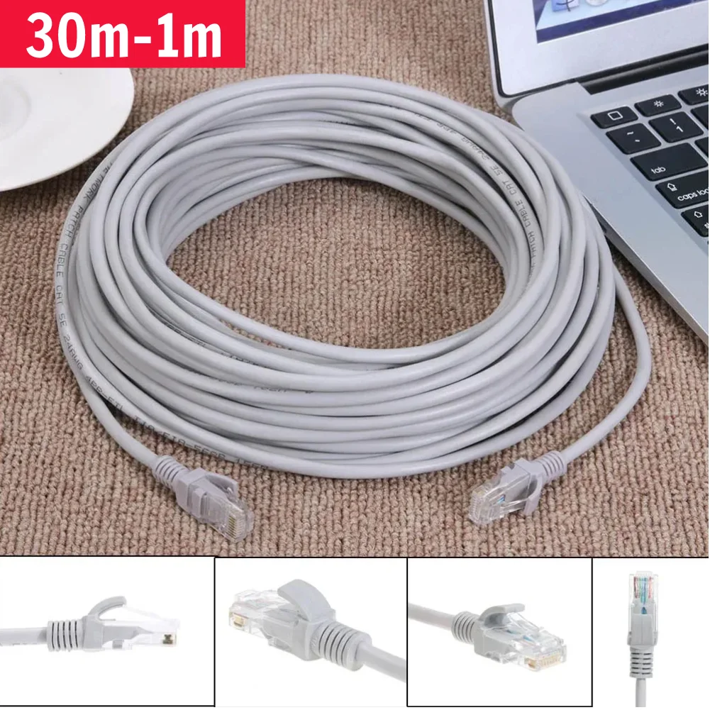 Ethernet Cable High Speed Router Computer Cable with RJ-45 Connector Internet Network Patch Cord 100ft for PC Router Computer