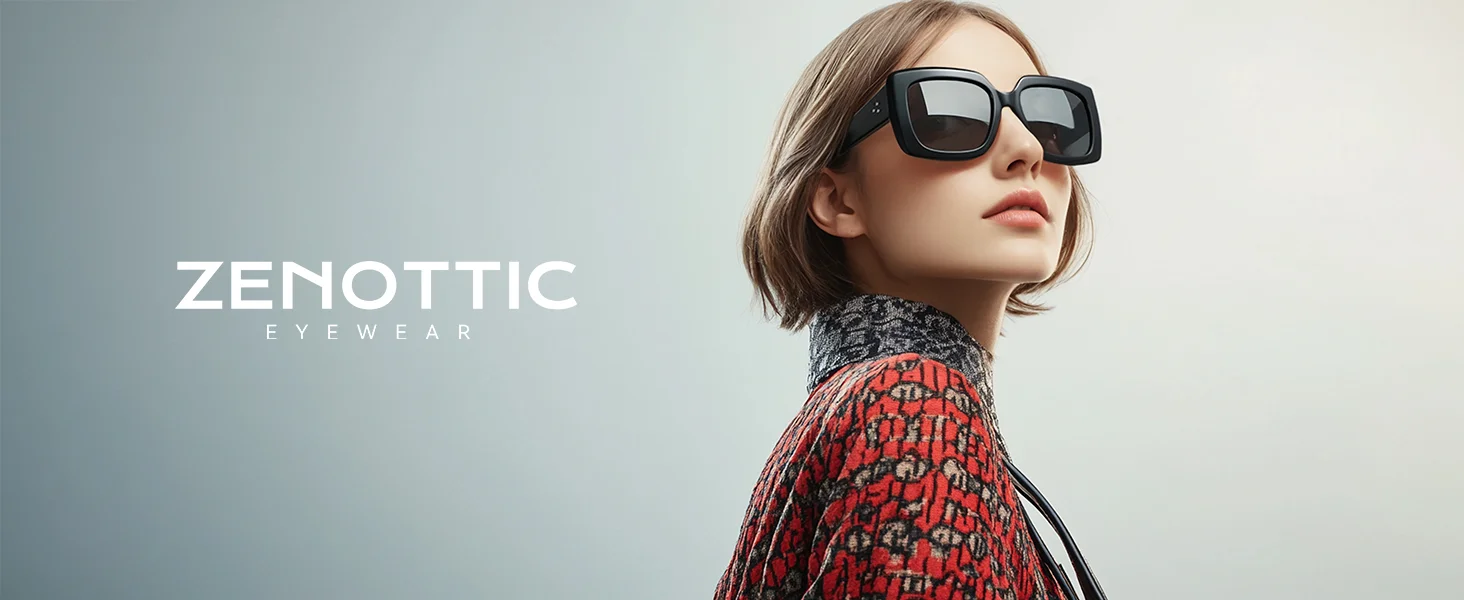 ZENOTTIC Neuheiten Frauen Große Rechteck Polarisierte Sonnenbrille UV400 Schutz Acetat Quadrat Sonnenbrille Mode Schatten – Detail 1