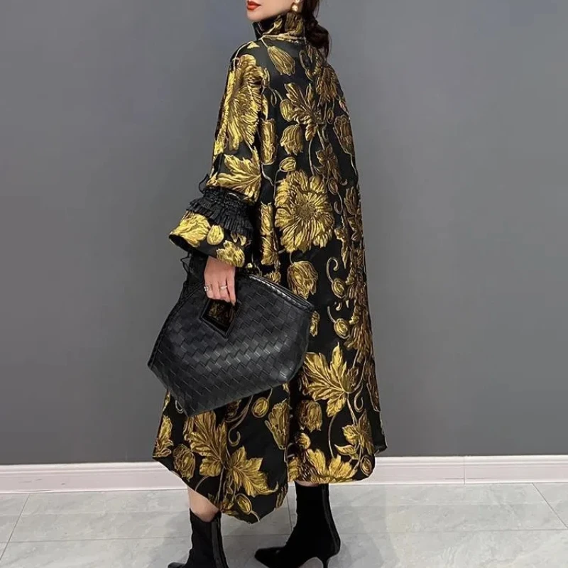 Winter New Trend Chinese Style Thick Jacquard Slimming Dress