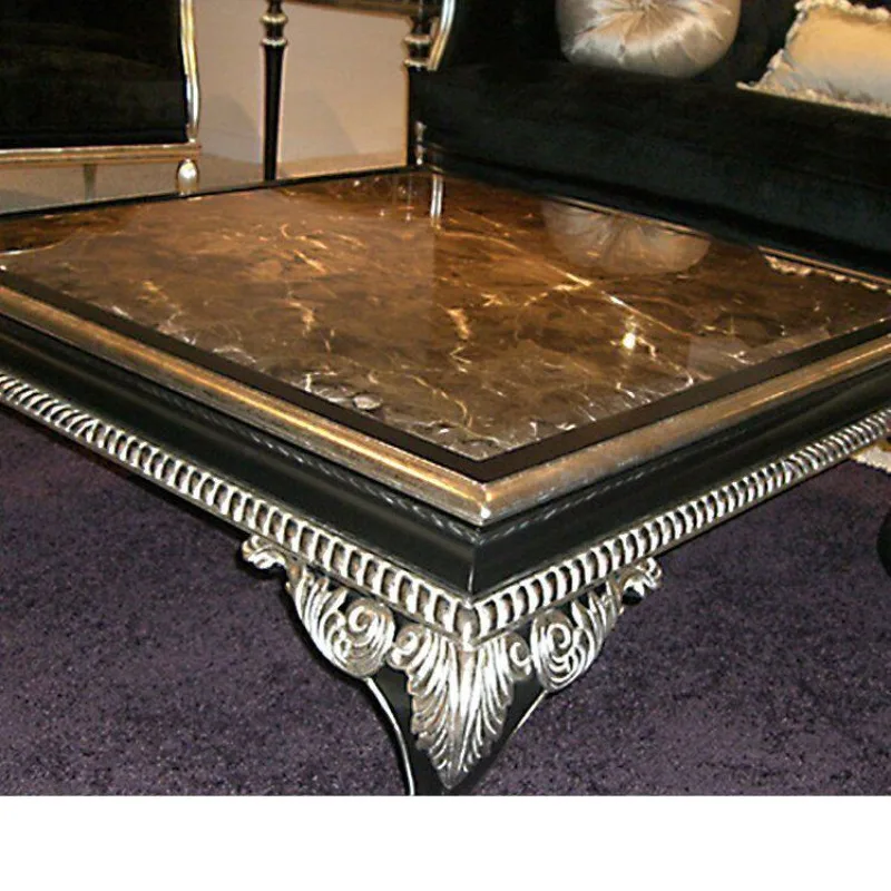 Neoclassical solid wood furniture coffee table marble table furniture set combination whole house sticker silver foil living roo