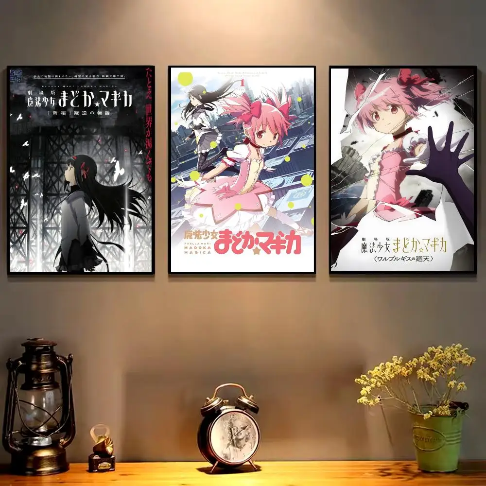 Puella Magi Madoka Magica Pink Girl Poster HD art sticky wall waterproof home living room bedroom bar aesthetic decoration