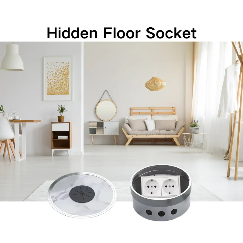 

Round Embedded Invisible Floor Socket, Pure Flat and Ultra-thin Floor Insertion Socket, Inset and Hidden Foot Socket