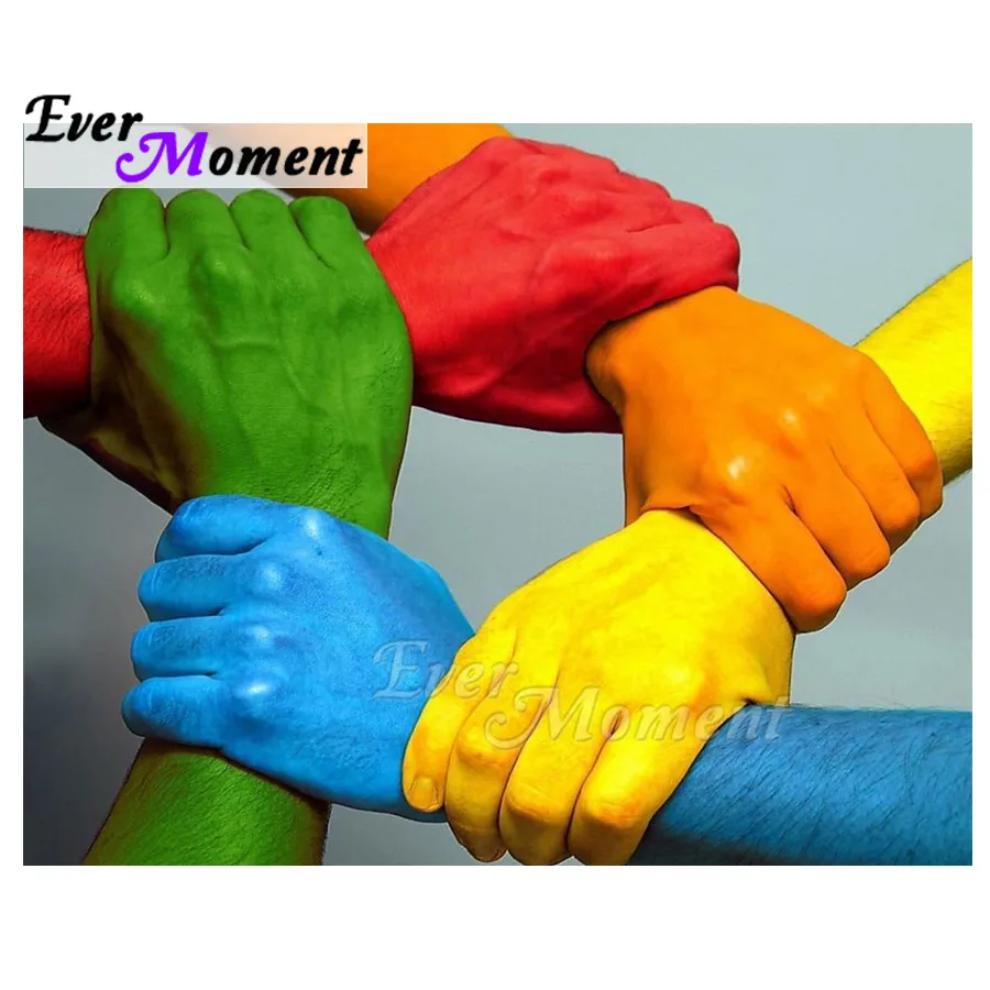 

Алмазная картина Ever Moment, квадратная дрель, радужные цвета, руки, 5D DIY, изображение горного хрусталя, хобби, искусство, алмазная вышивка ASF1750