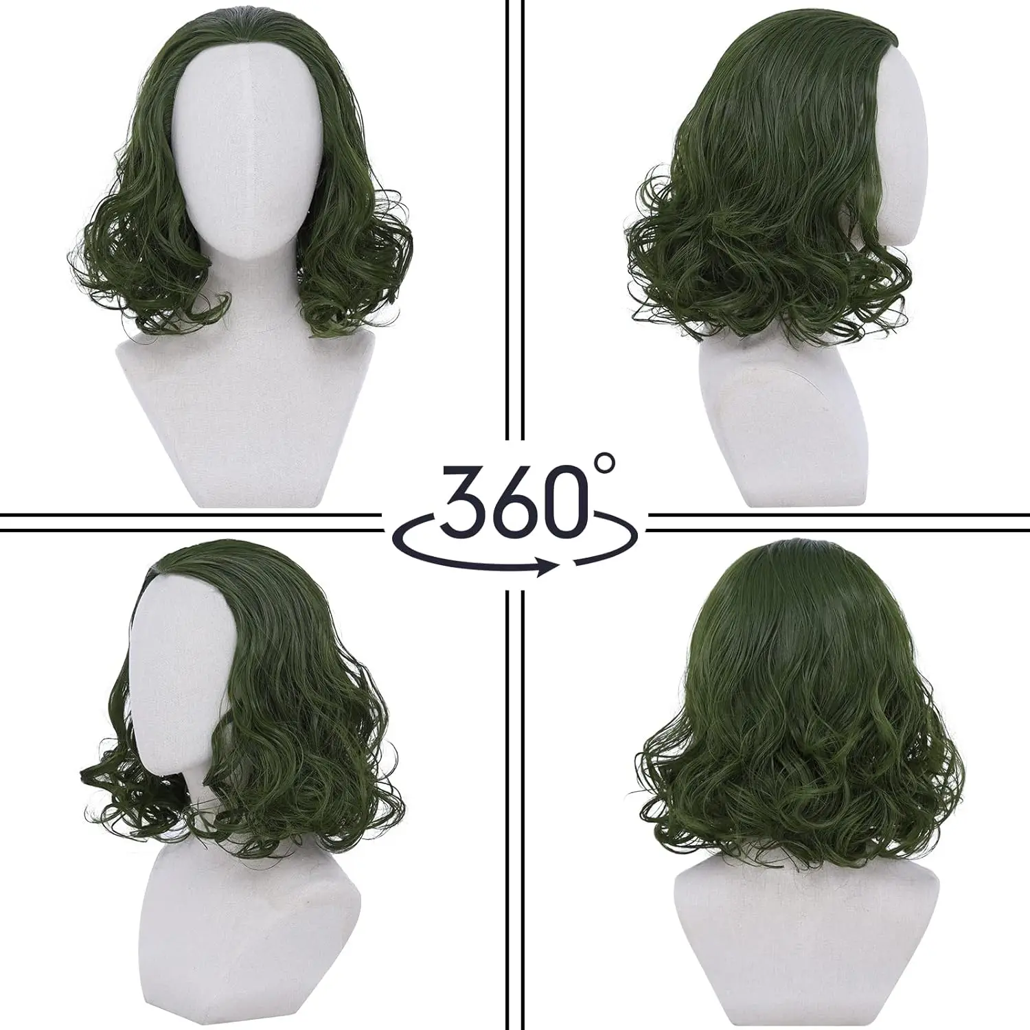Joker Cosplay Peluca verde para hombres y mujeres - Perfecto para disfraz de Joker y peluca de payaso Pelucas de pelo de fibra de alta temperatura anime