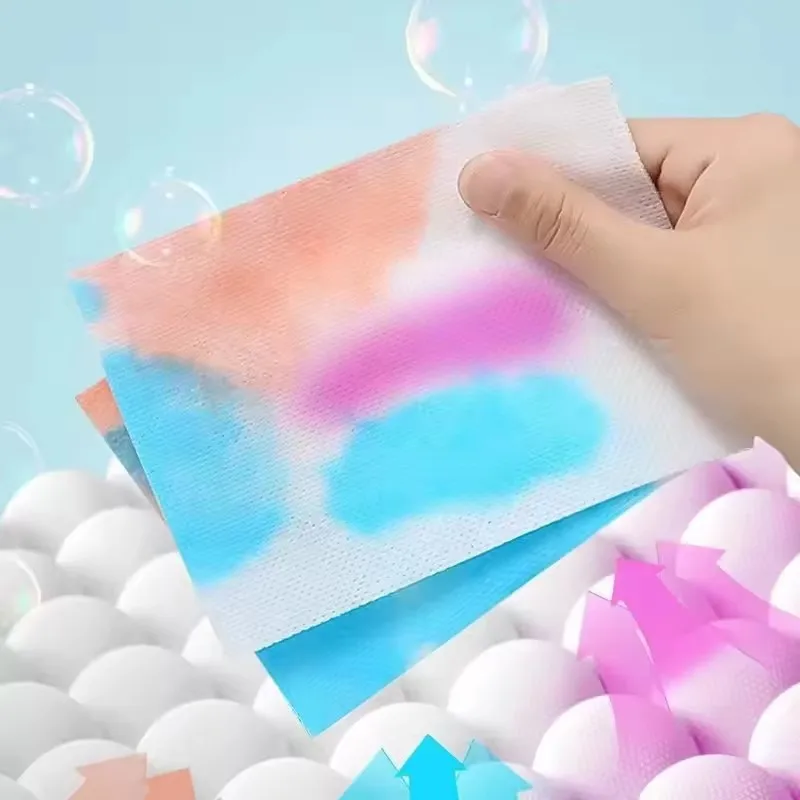 50pcs Anti-Fade Laundry Sheets Anti-stain Tablet Bag Color Dye Receiver Transfer Sheet Color Absorption Paper Laundry Cross Dye
