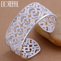 DOTEFFIL 925 Sterling Silver Big 28mm Heart Bangle Bracelet For Man Woman Wedding Engagement Fashion Charm Party Jewelry