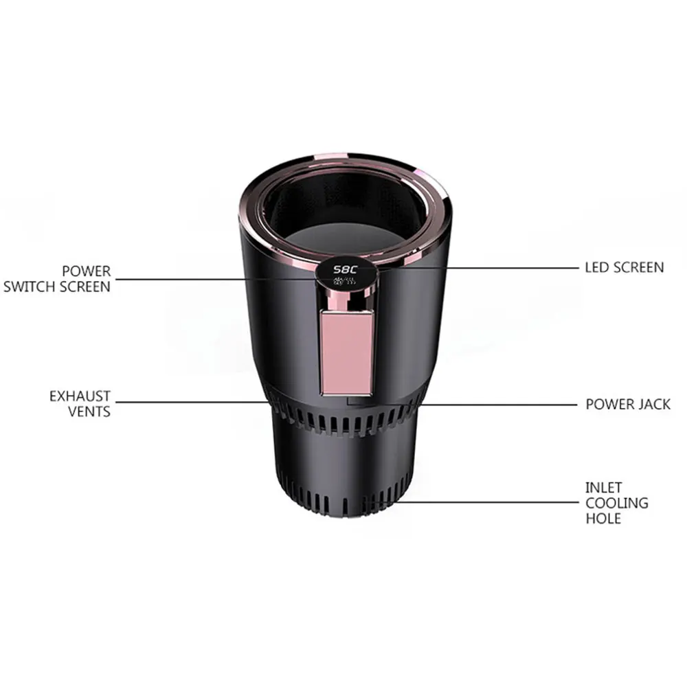 Three generations of car hot and cold cups, car household fast cooling and heating cups, intelligent digital display