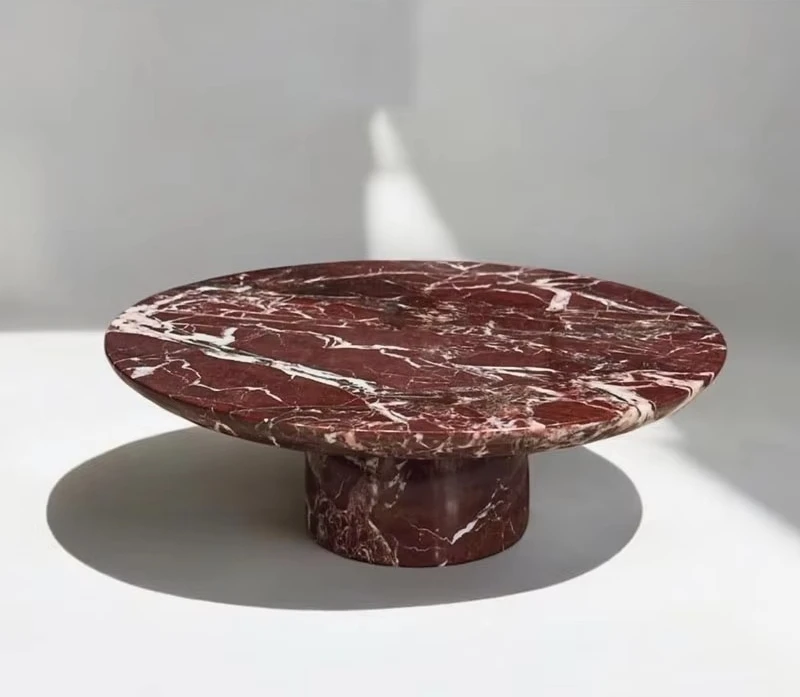 

Elegant Natural Rosso Marble Rectangle Waterproof Coffee Table for Decorative Bedroom Home Furniture