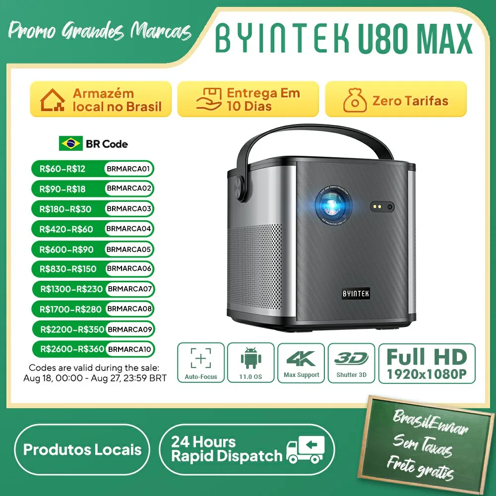 BYINTEK U80 Max проектор 3D 4K кинотеатр Android 11