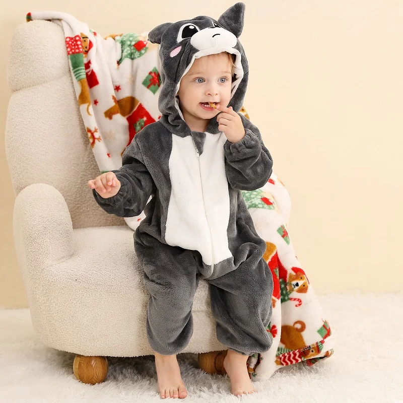 MICHLEY NEW Animal Baby Clothes Rompers Winter Costume Halloween Cartoon Jumpsuit Bodysuits Overall For Girl Boy Bebe Halloween